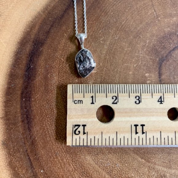 Rough Meteorite Sterling Silver Pendant & Adjustable Chain, Unique Jewelry - Picture 4 of 8